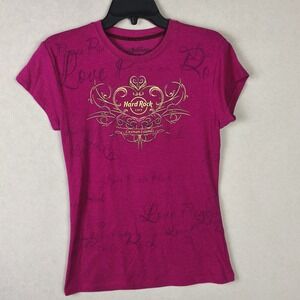 Vintage Y2K Hard Rock Cafe Couture Pink Grunge Graphic T-Shirt Women's Medium